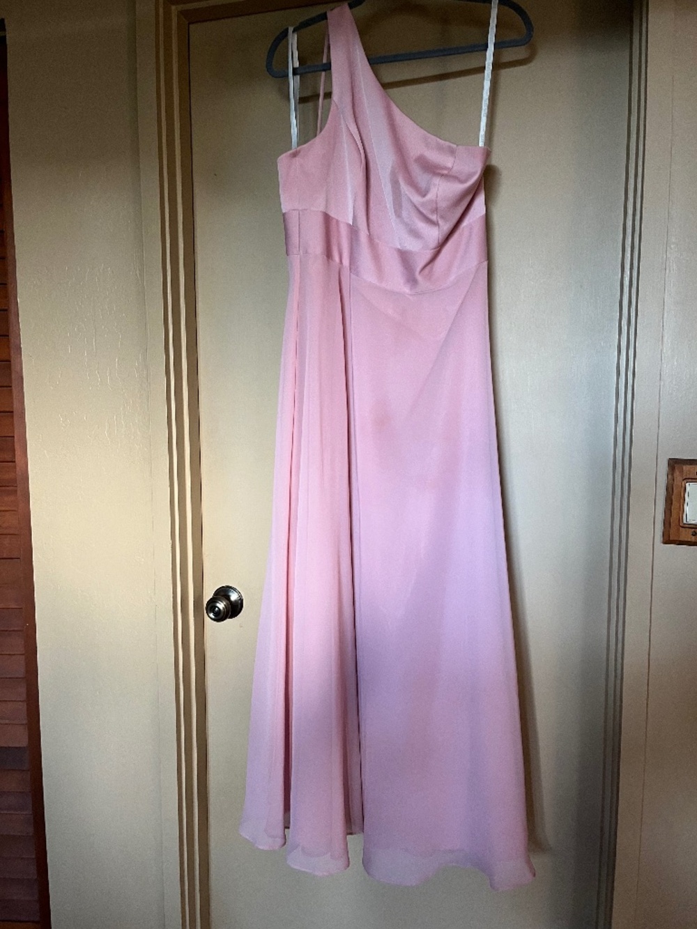 David's Bridal Strapless Pink Gown